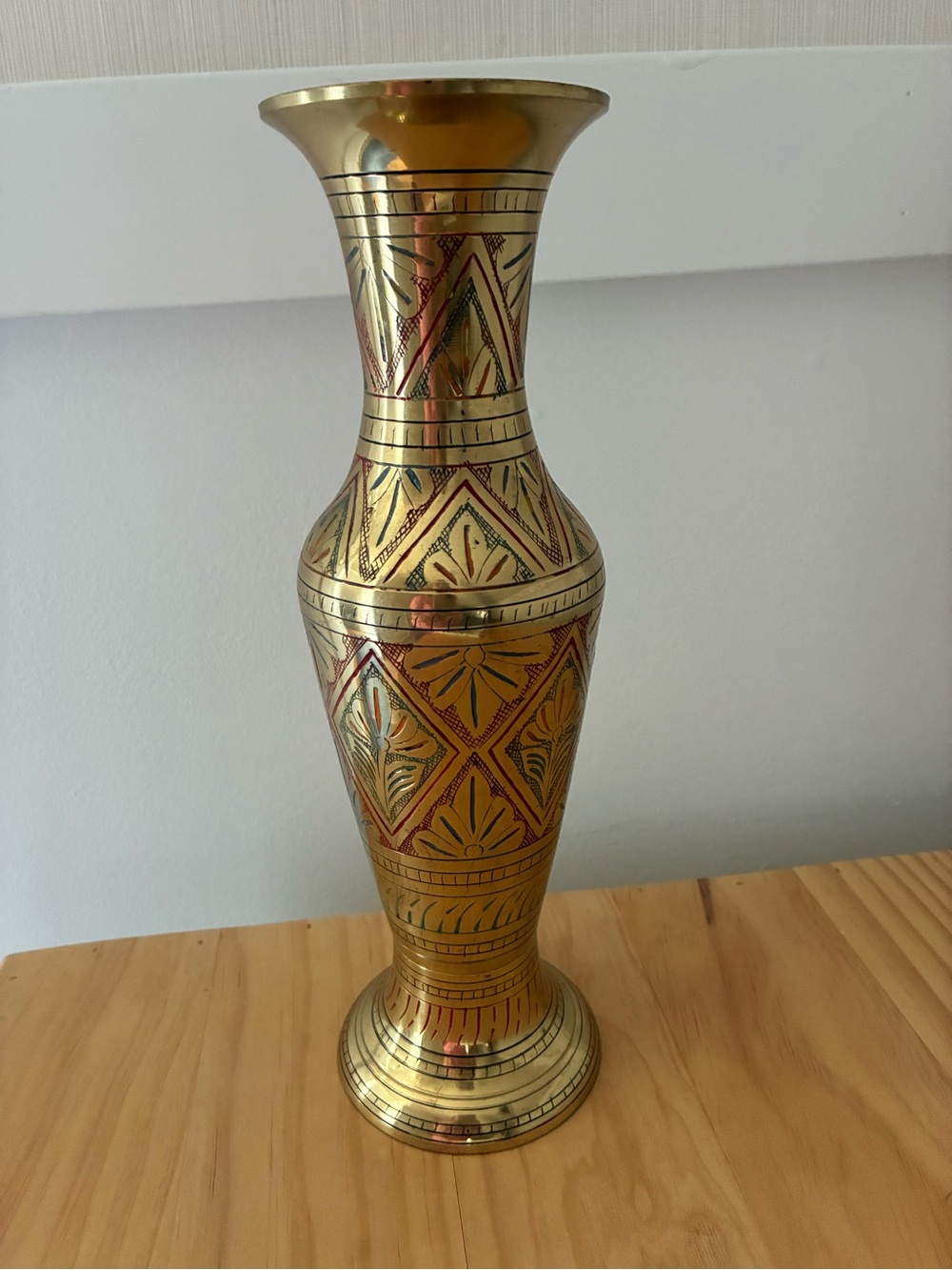 Etched Brass India Vase